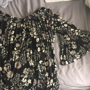 Strapless Floral Bell Sleeved Top